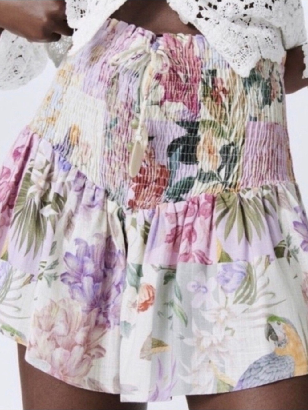 Zara Pink Multi Floral Smocked Shorts